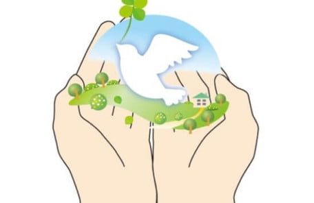 手のひらに幸せが乗っているイラスト