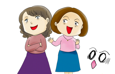 悪影響の人達とそれをビックリしてみる人のイラスト