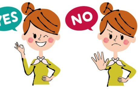 ハイかイイエをはっきり言う女性のイラスト