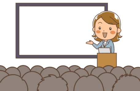 人前で話しているイラスト