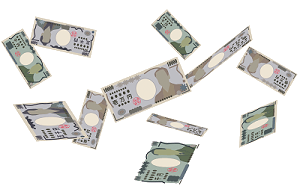 お金が舞うイラスト