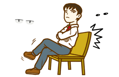 貧乏ゆすりをする男性のイラスト