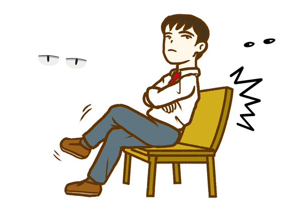 貧乏ゆすりをする男性のイラスト