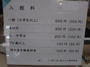 三宅美術館の入場料案内の写真
