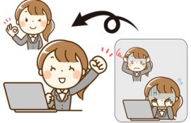 悪い事ばかり考えてたが良い方向に考えられるようになった人のイラスト