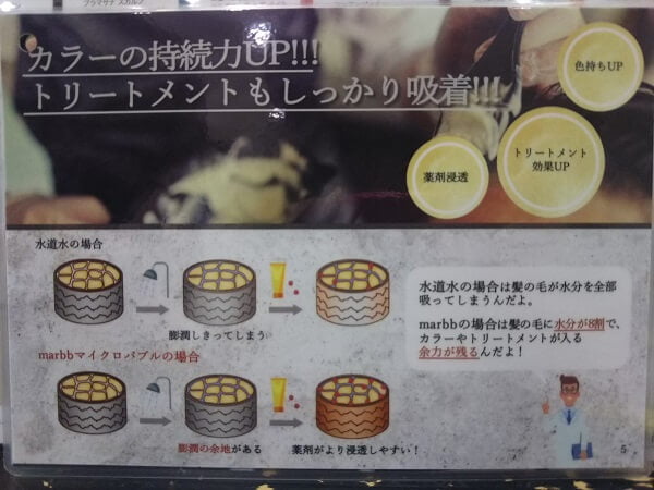 marbbのカラーの持続力がUPすると説明の写真