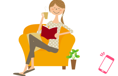 スマホから離れてリラックスする人のイラスト