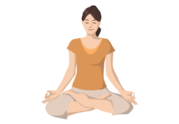 心のトレーニングで座禅をする人のイラスト