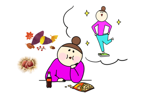 つい食べてしまう人のイラスト