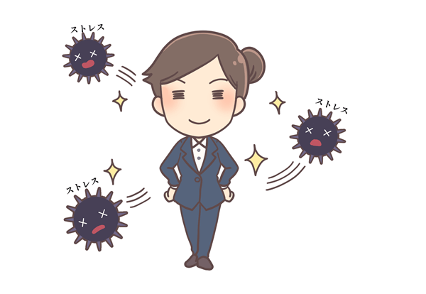 ストレスを跳ね飛ばす人のイラスト