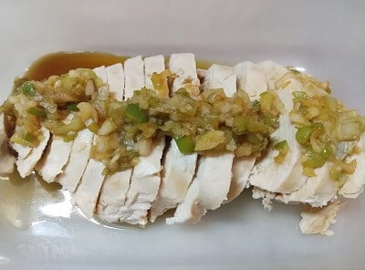 ラップをして表裏レンチン3分しタレをかけた写真