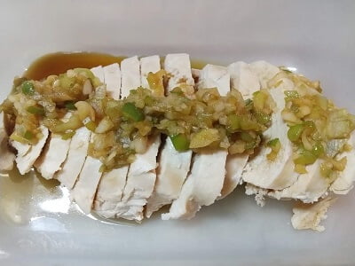 ラップをして表裏レンチン3分しタレをかけた写真