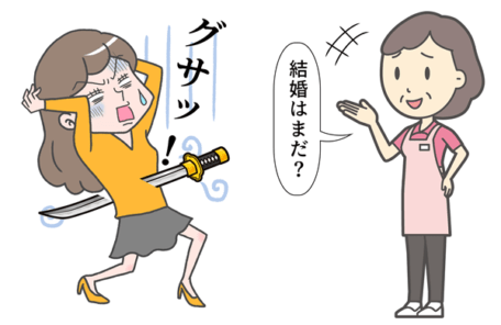 無神経な人と傷ついた人のイラスト