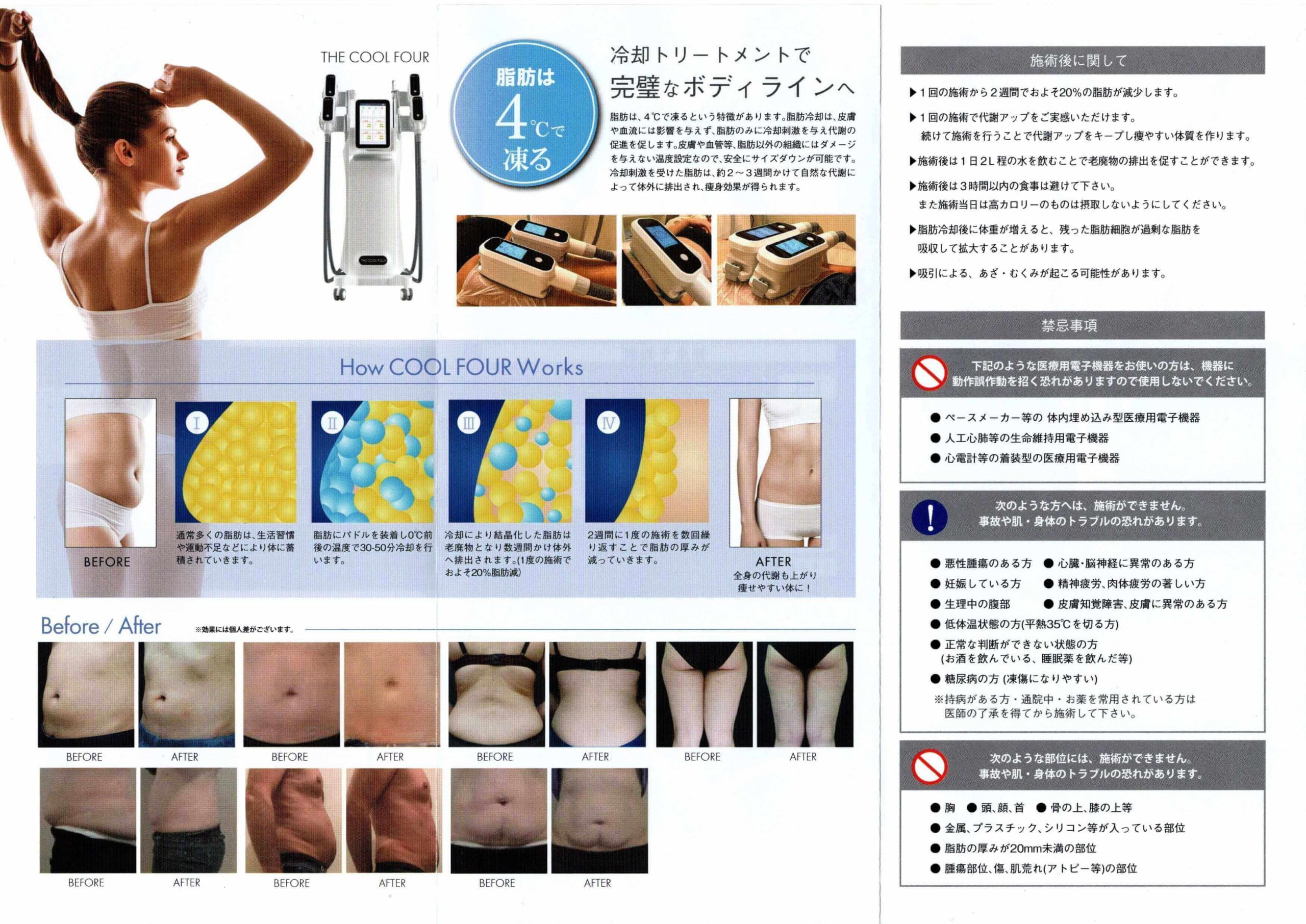 冷却痩身三つ折りチラシ内側の画像