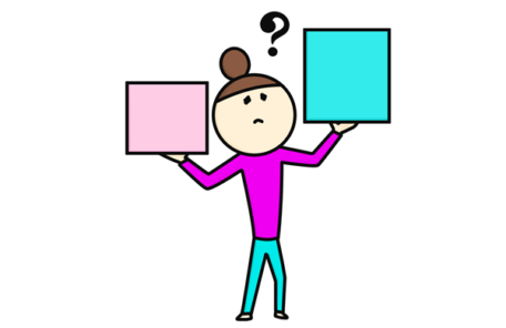 どっちにするか迷う人のイラスト