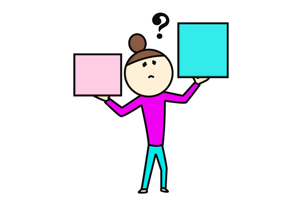 どっちにするか迷う人のイラスト