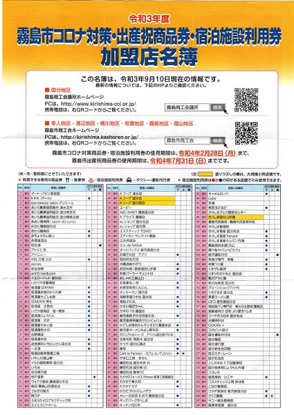 令和3年コロナ商品券加盟店リスト