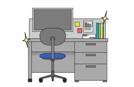 キレイに整理された机のイラスト