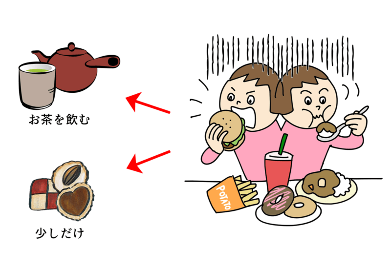 ストレス食べから卒業するイラスト