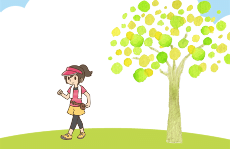 公園を散歩する人のイラスト