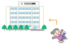 実母が骨折で入院のイラスト