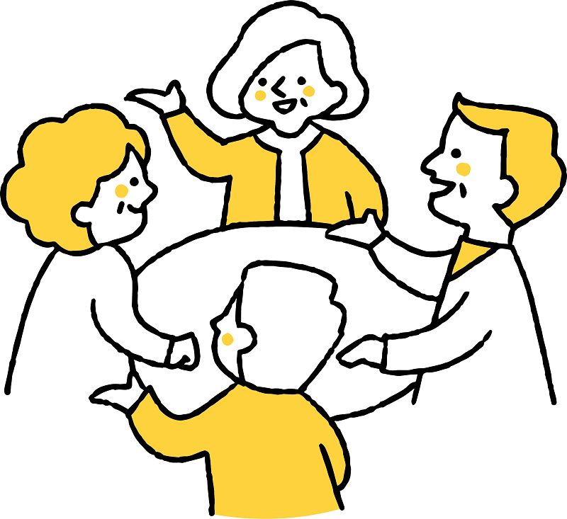 友人で集まっている年配の人達