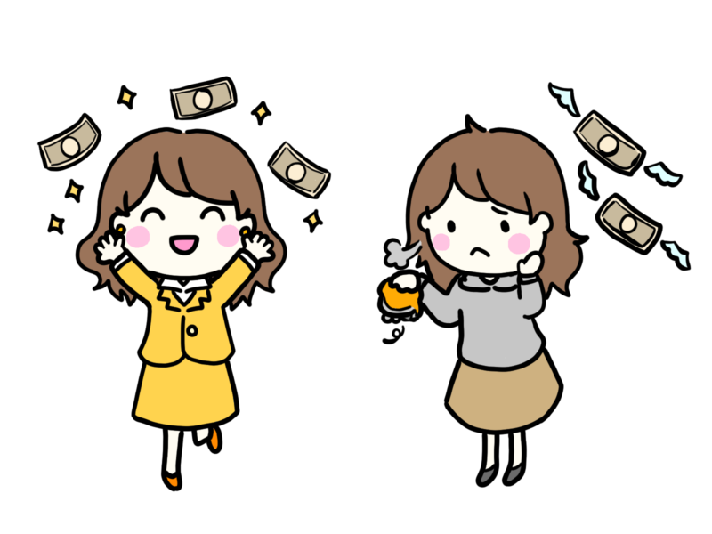 お金持ちと貧乏のイラスト