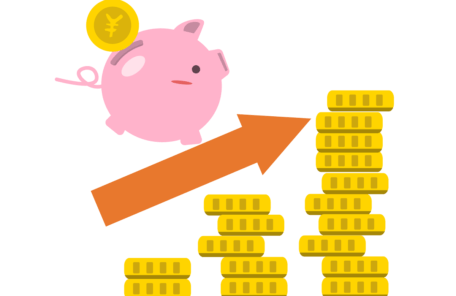 お金をコツコツ貯めていくイラスト