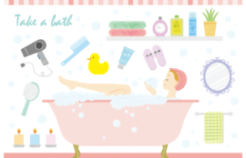 お風呂の時間を楽しむイラスト