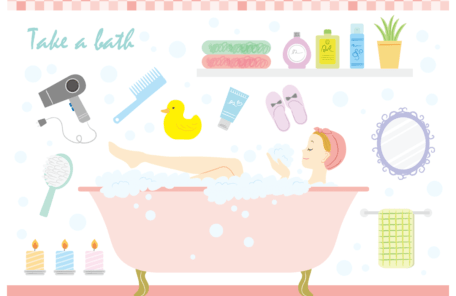お風呂の時間を楽しむイラスト