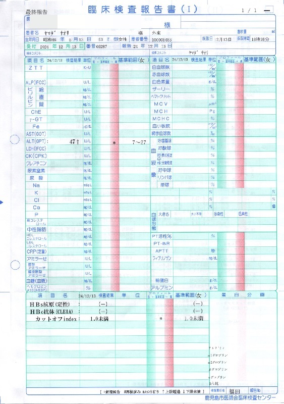 臨床検査報告書1